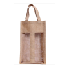 Two Bottle Wine Bag ,Jute bag with Handle, Gift Packaging Bag for Christmas Holiday - Image 2